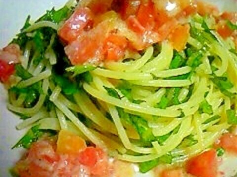 トマト＆青シソのカラフル冷製スパゲティ